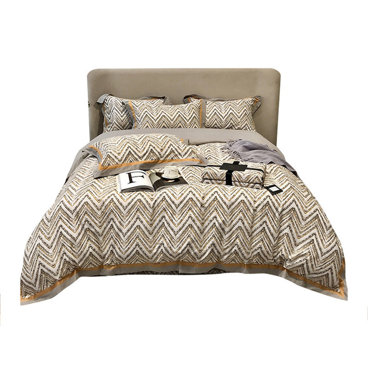 Houndstooth Plaid Reversible Duvet Cover Bedding Set with Solid Sateen Back & Envelope Shams