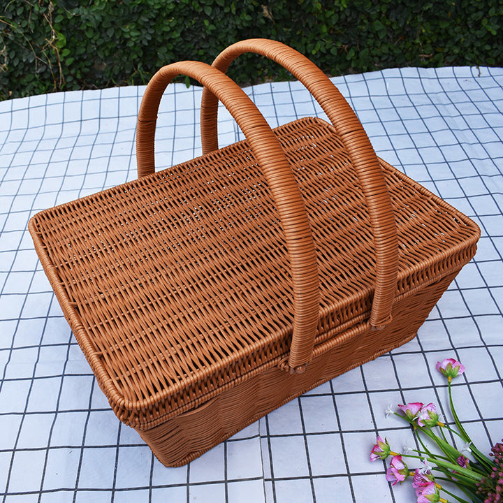 Handcrafted Woven Storage Basket with Lid Stornfield 1789539601