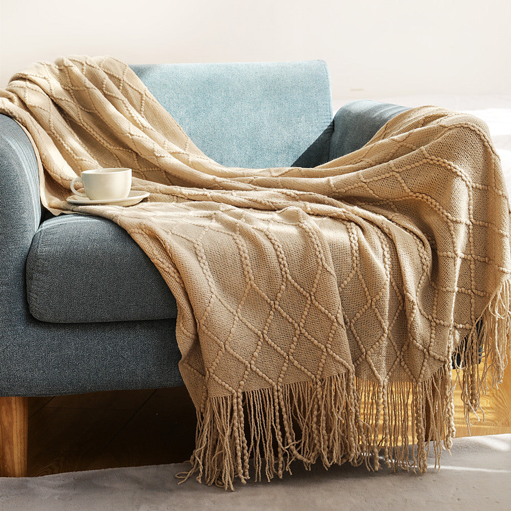 Textured Knitted Throw Blanket