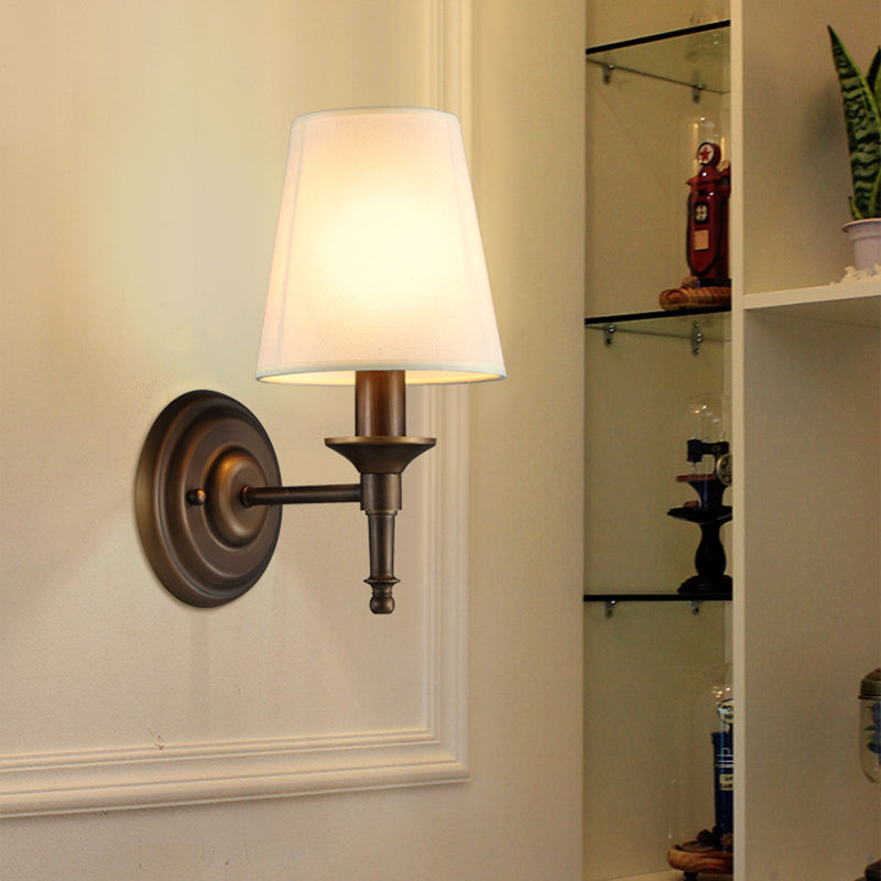 Single Wall Mount Light Minimalism Tapered Drum Fabric Wall Lighting for Corridor | Stornfield
