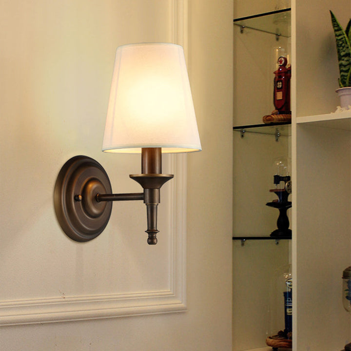 Single Wall Mount Light Minimalism Tapered Drum Fabric Wall Lighting for Corridor | Stornfield