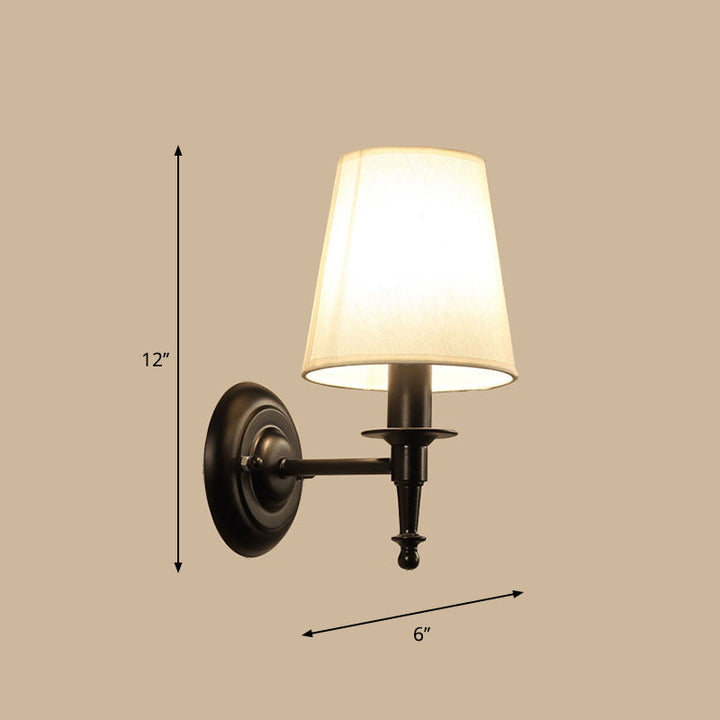 Single Wall Mount Light Minimalism Tapered Drum Fabric Wall Lighting for Corridor | Stornfield