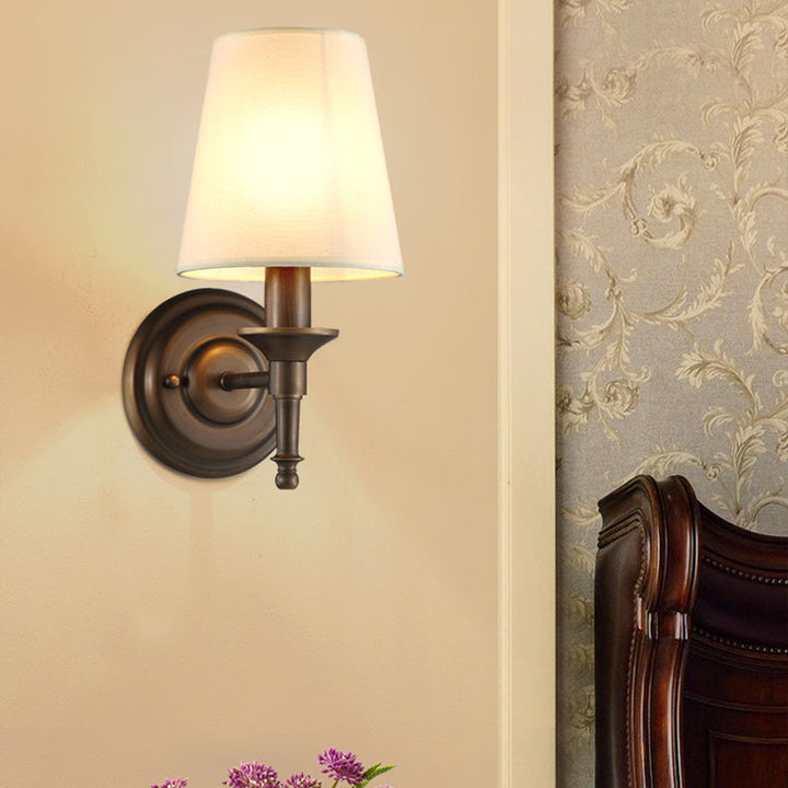 Single Wall Mount Light Minimalism Tapered Drum Fabric Wall Lighting for Corridor | Stornfield