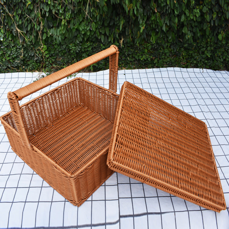 Handcrafted Woven Storage Basket with Lid Stornfield 1789539601