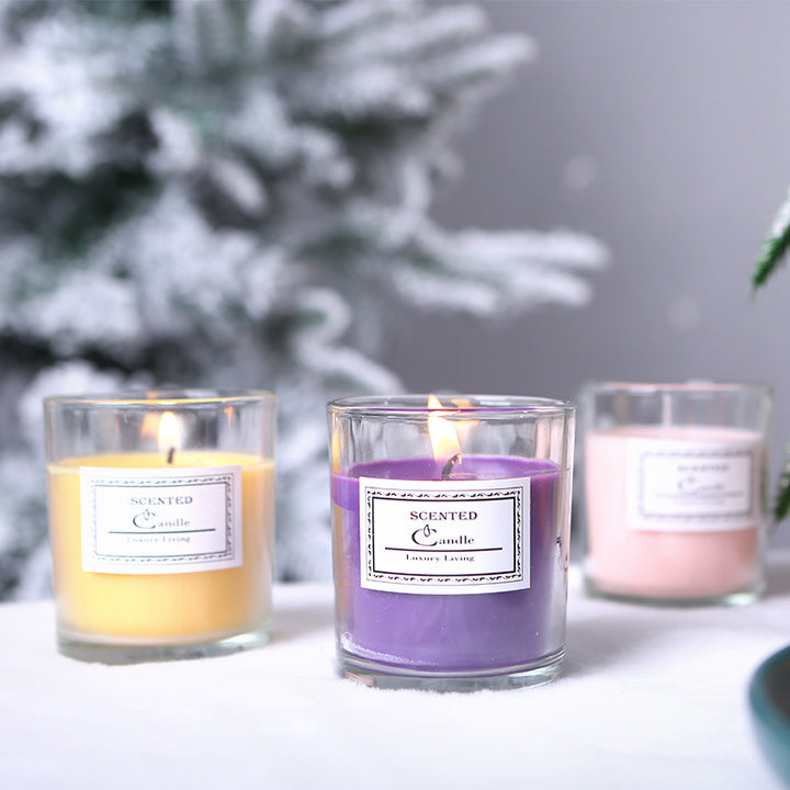Aromatic Lavender-Scented Glass Candle in Gift Box