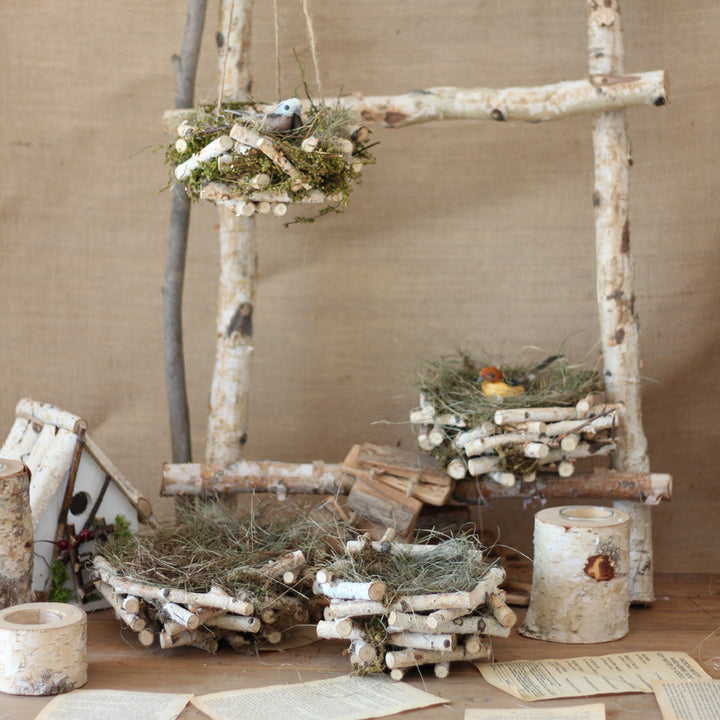 Decorative natural basket made of birch wood Stornfield