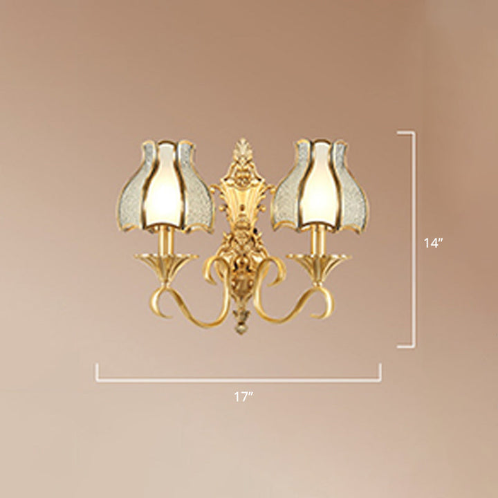 Brass Bud Wall Mount Light Traditional Beveled Glass Living Room Wall Light Fixture | Stornfield