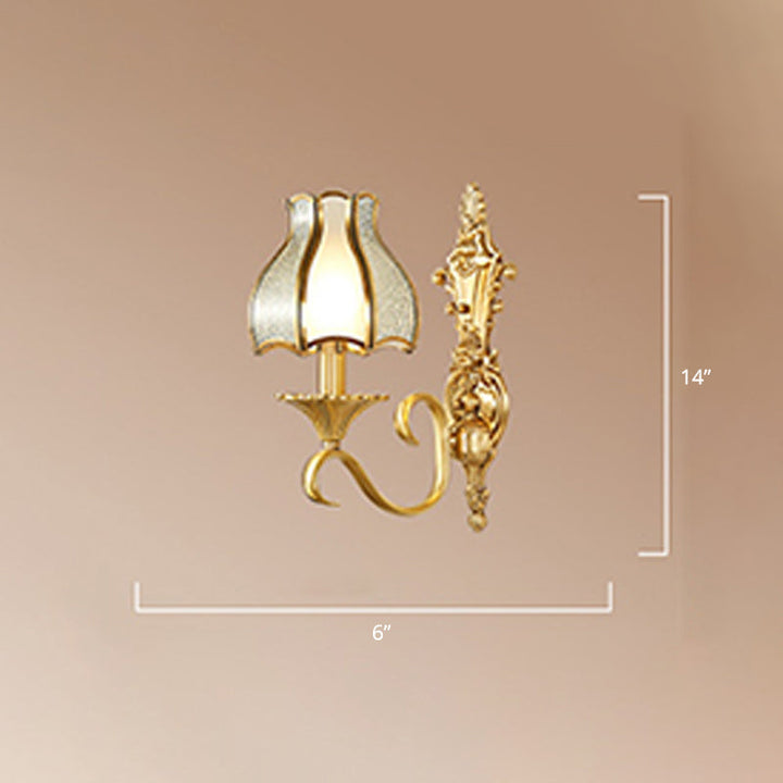 Brass Bud Wall Mount Light Traditional Beveled Glass Living Room Wall Light Fixture | Stornfield