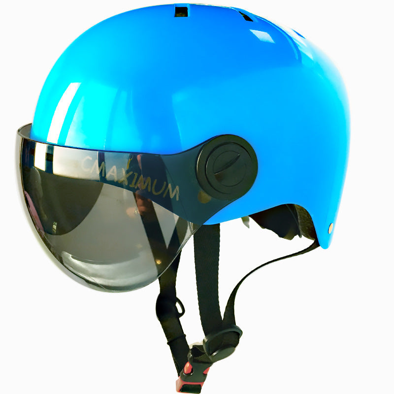 urban bicycle helmet with integrated tinted visor and adjustable chin strap Stornfield