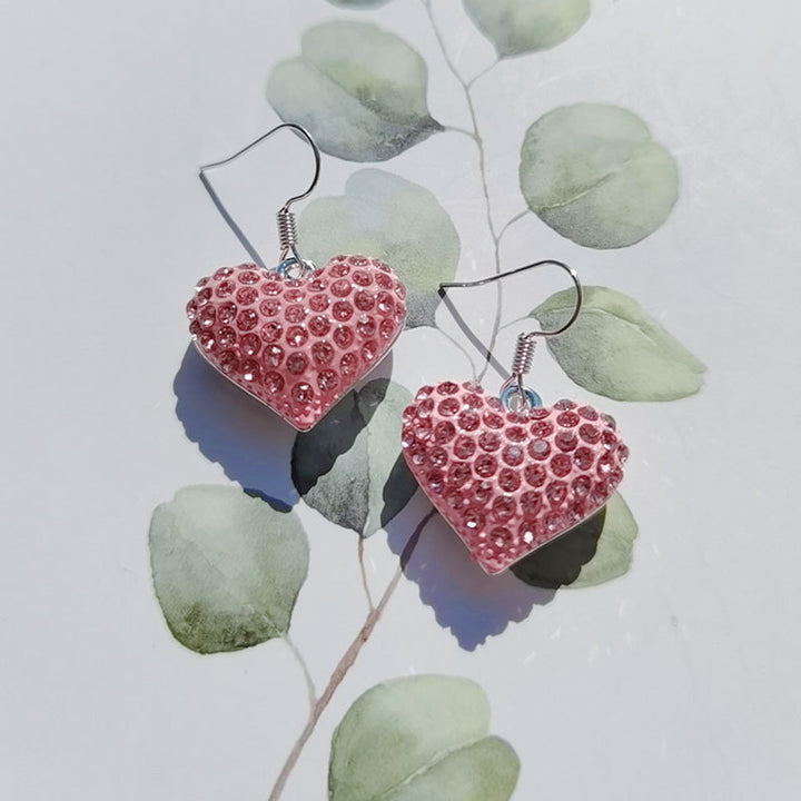Heart-Shaped Crystal-Embellished Dangle Earrings Stornfield