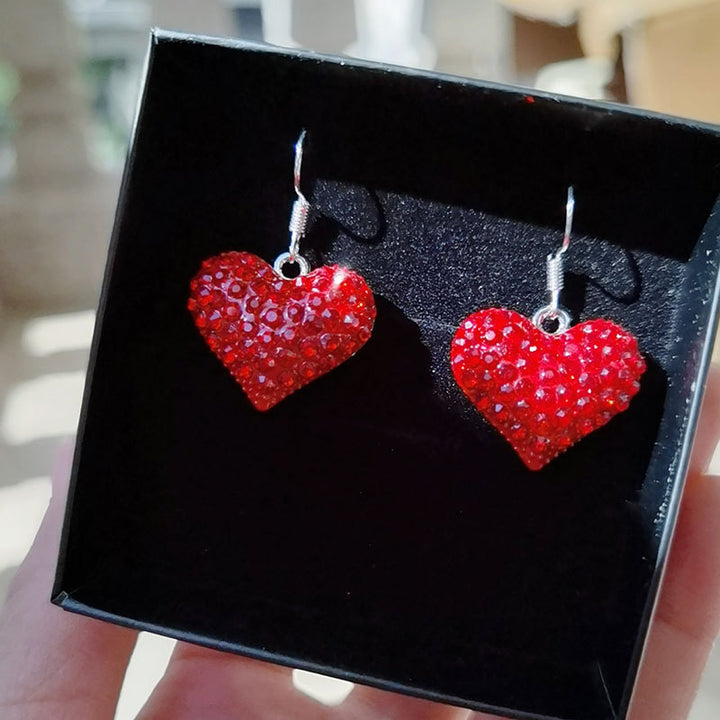 Heart-Shaped Crystal-Embellished Dangle Earrings Stornfield