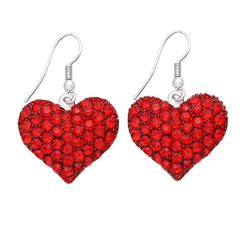 Heart-Shaped Crystal-Embellished Dangle Earrings Stornfield