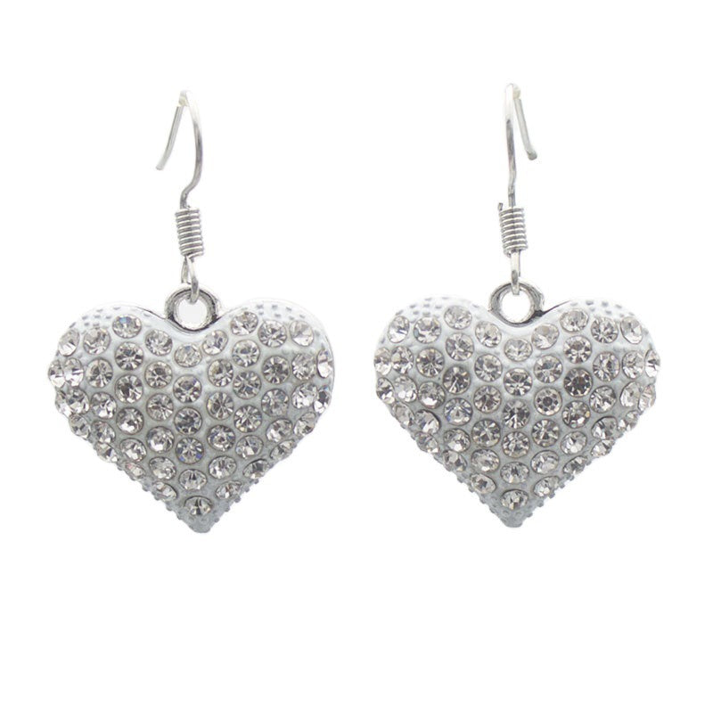 Heart-Shaped Crystal-Embellished Dangle Earrings Stornfield