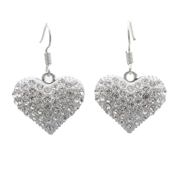 Heart-Shaped Crystal-Embellished Dangle Earrings Stornfield