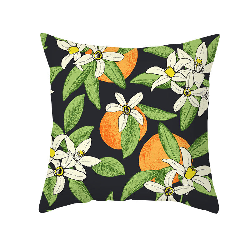 Mediterranean Lemon Tile Cotton-Linen Throw Pillow Cover