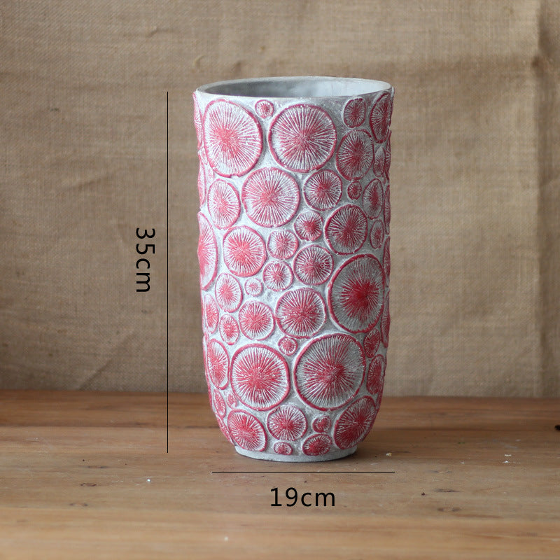 Decorative flower vase made of ceramic with relief structure Stornfield
