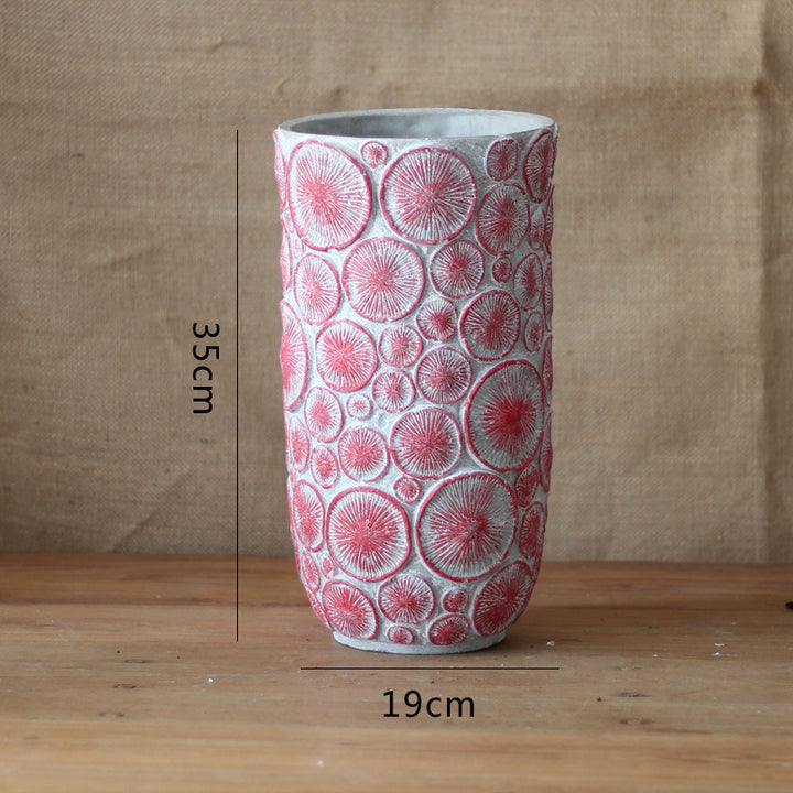 Decorative flower vase made of ceramic with relief structure Stornfield