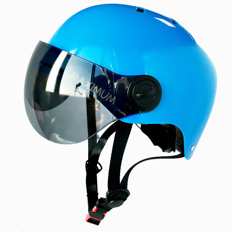 urban bicycle helmet with integrated tinted visor and adjustable chin strap Stornfield