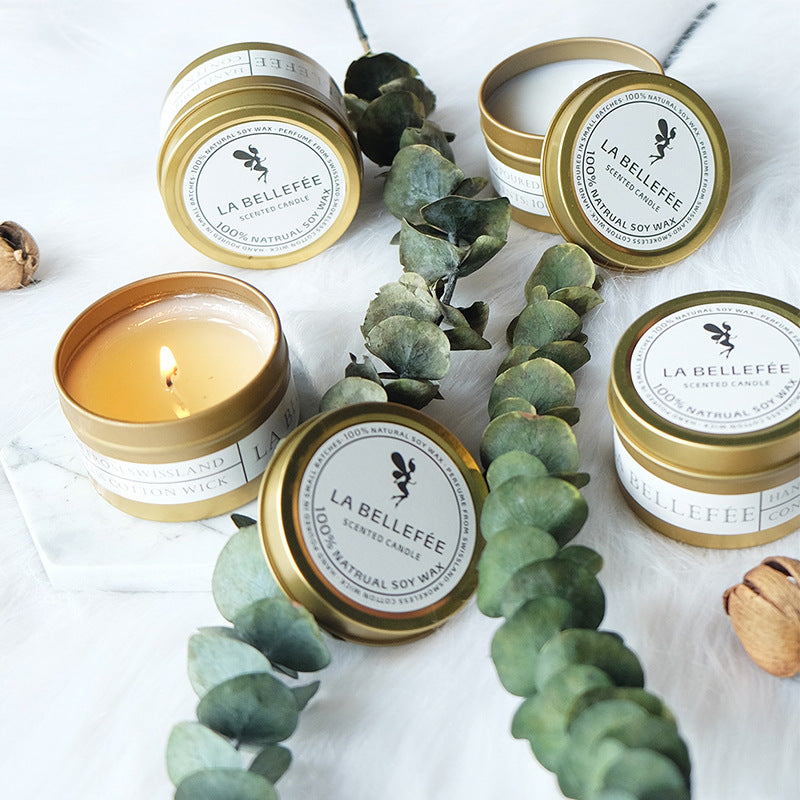 Travel Tin Soy Scented Candle Collection with Cotton Wicks and Reusable Metal Tins