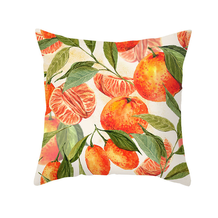 Mediterranean Lemon Tile Cotton-Linen Throw Pillow Cover