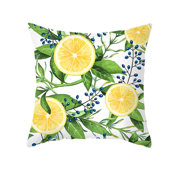Mediterranean Lemon Tile Cotton-Linen Throw Pillow Cover