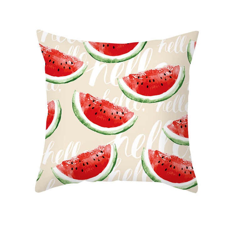 Mediterranean Lemon Tile Cotton-Linen Throw Pillow Cover