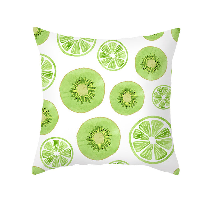 Mediterranean Lemon Tile Cotton-Linen Throw Pillow Cover