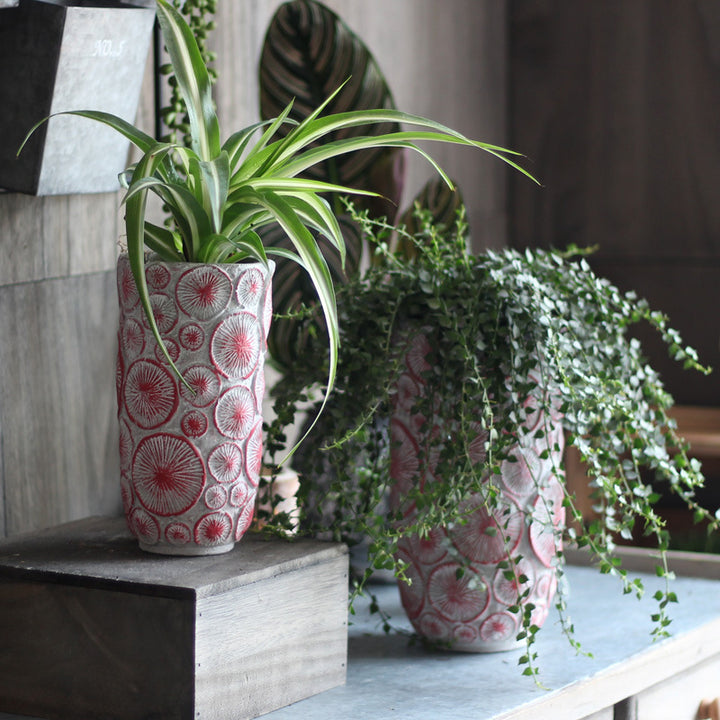 Decorative flower vase made of ceramic with relief structure Stornfield