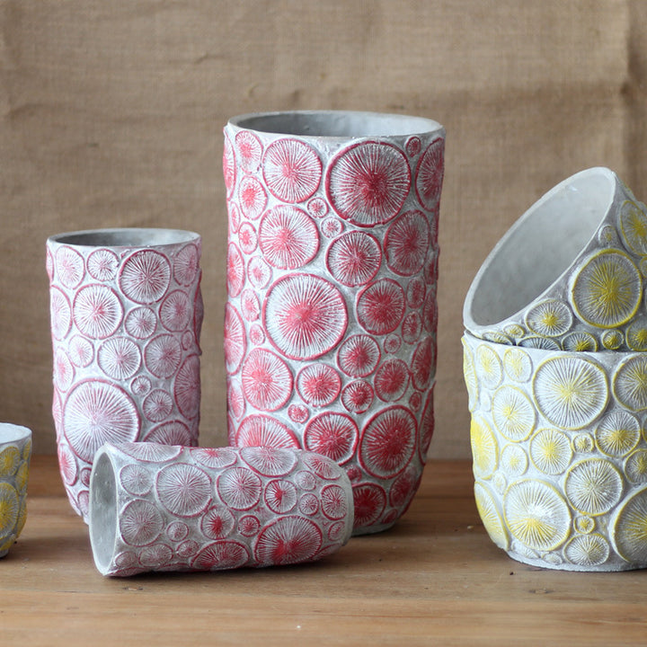 Decorative flower vase made of ceramic with relief structure Stornfield