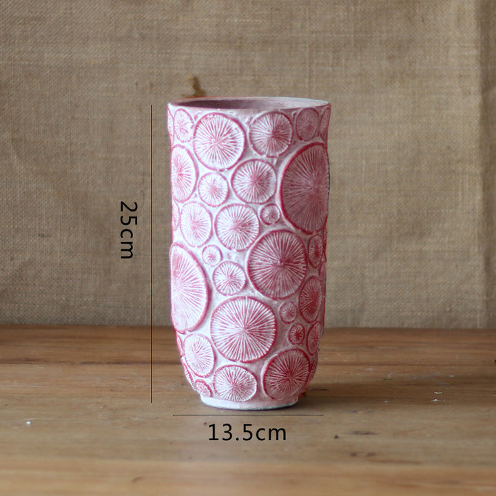 Decorative flower vase made of ceramic with relief structure Stornfield