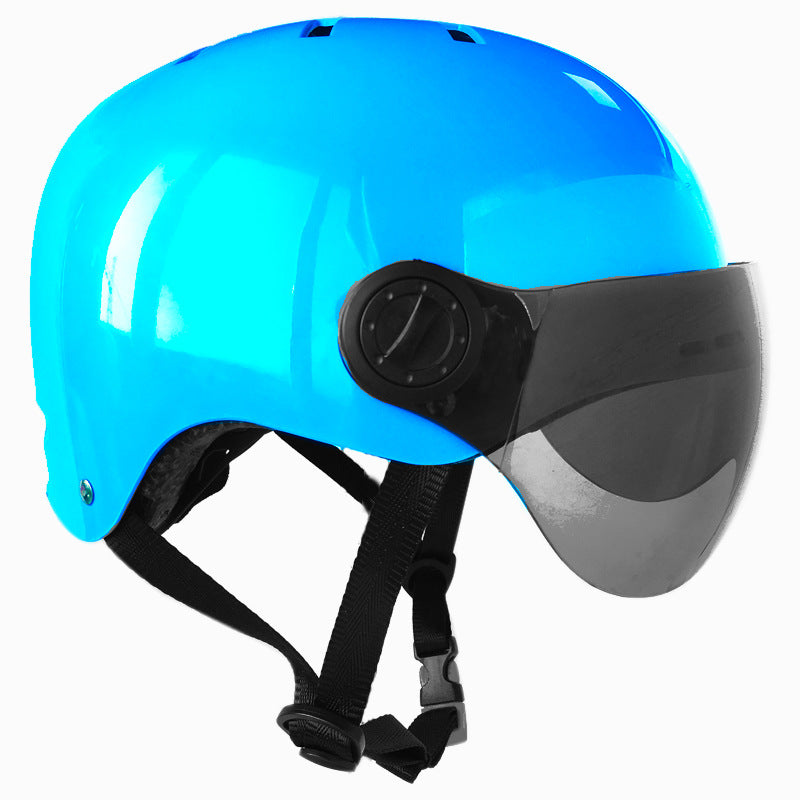 urban bicycle helmet with integrated tinted visor and adjustable chin strap Stornfield