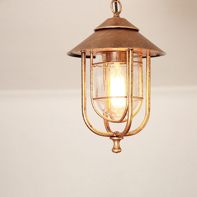 Industrial Vintage Aluminum Cage Glass 1-Light Outdoor Waterproof Pendant Light | Stornfield