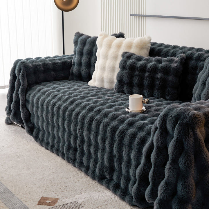 Luxe Ripple Faux Fur Sofa Cover - Modern, Stylish & Durable Sofa Protection | Stornfield