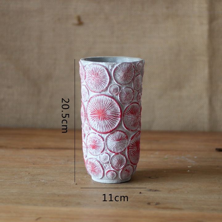Decorative flower vase made of ceramic with relief structure Stornfield