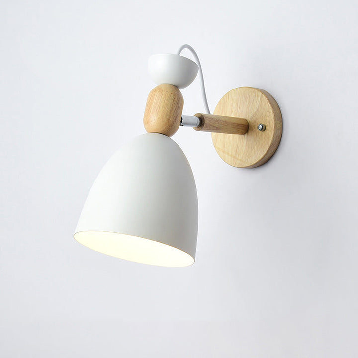 Swivel Shade Kids Bedroom Wall Lamp Metal 1 Bulb Macaron Reading Wall Light with Wood Deco | Stornfield