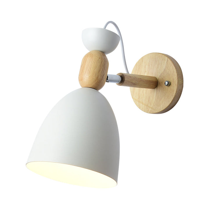 Swivel Shade Kids Bedroom Wall Lamp Metal 1 Bulb Macaron Reading Wall Light with Wood Deco | Stornfield