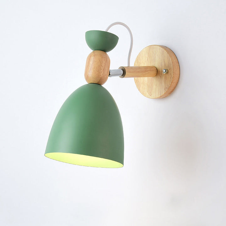 Swivel Shade Kids Bedroom Wall Lamp Metal 1 Bulb Macaron Reading Wall Light with Wood Deco | Stornfield