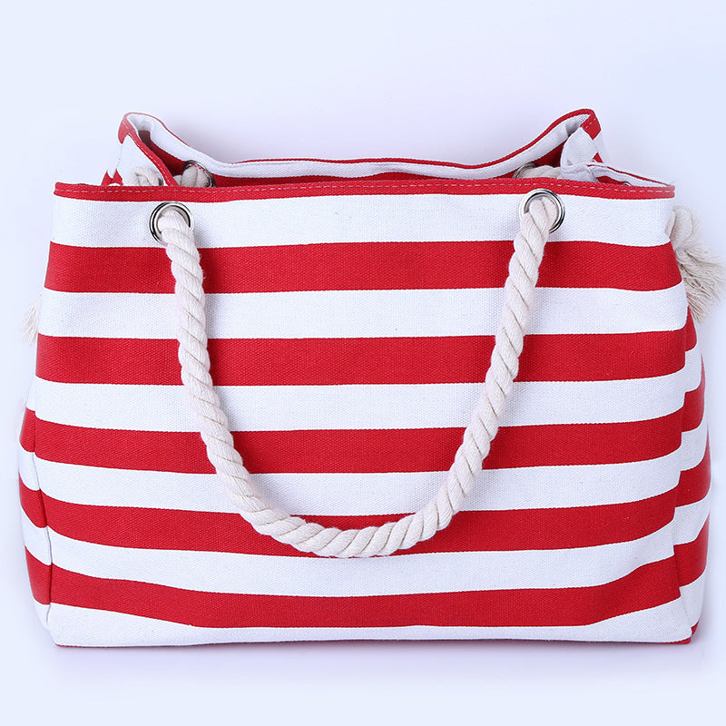 Spacious and Stylish Beach Bag with Maritime Stripe Pattern Stornfield