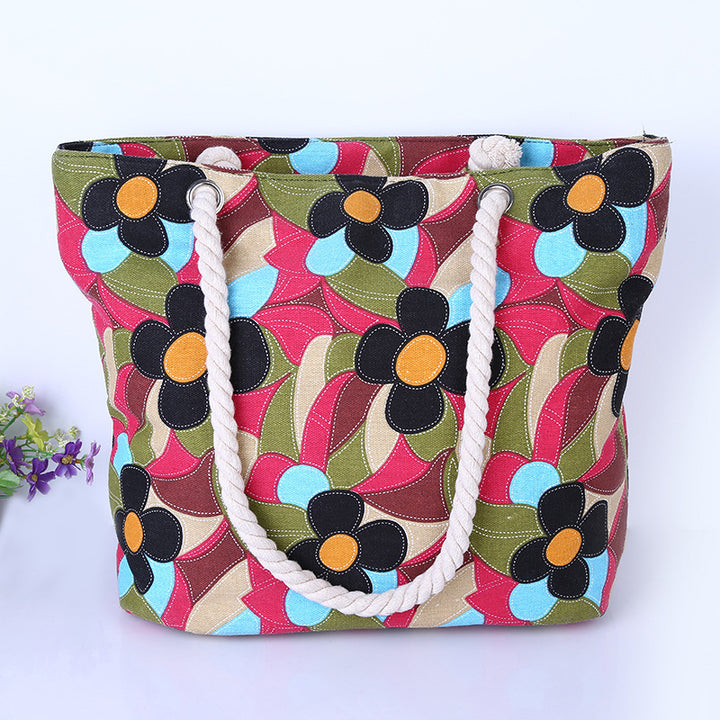 Large and Colorful Beach Bag with Floral Pattern Stornfield