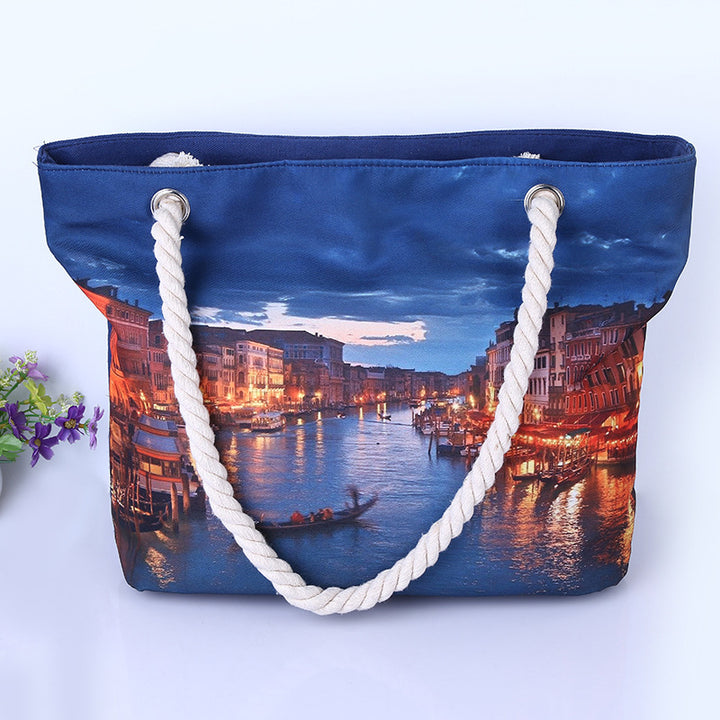 Spacious bag with maritime city motif Stornfield
