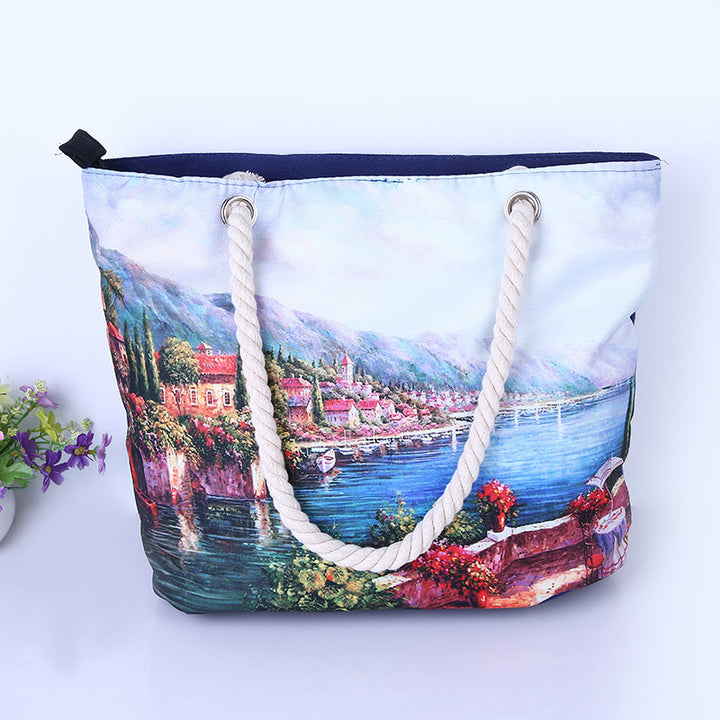 Spacious bag with maritime city motif Stornfield