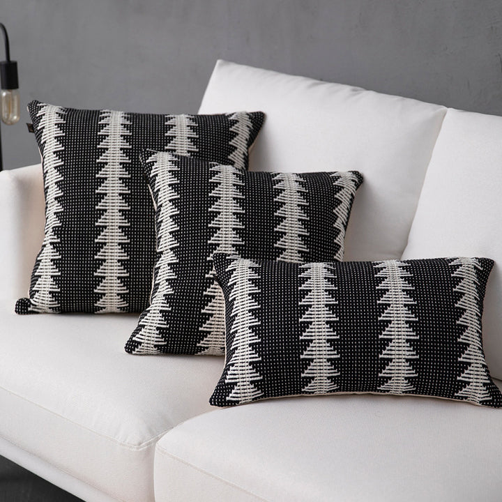 Decorative woven cushion cover with ethnic jacquard, tassels and concealed zipper Stornfield