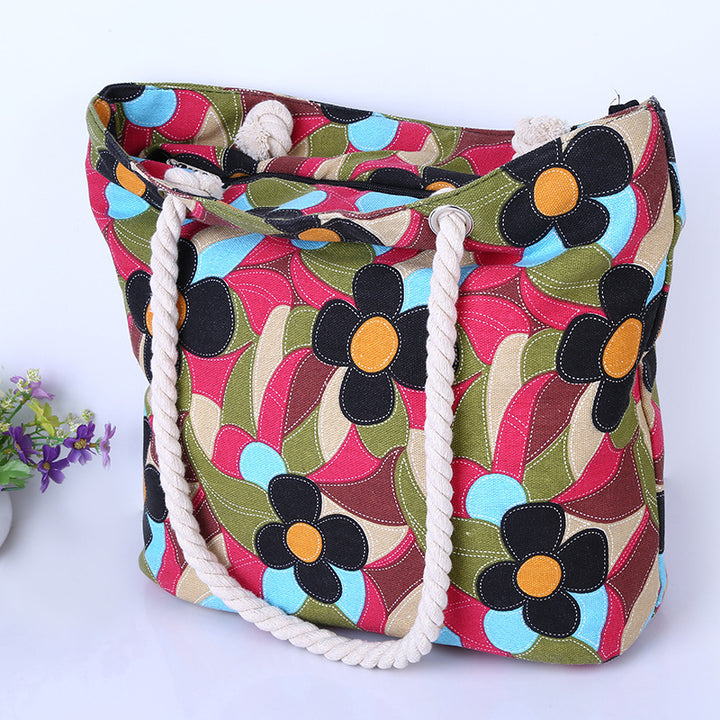 Large and Colorful Beach Bag with Floral Pattern Stornfield