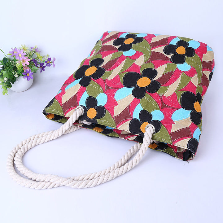 Large and Colorful Beach Bag with Floral Pattern Stornfield