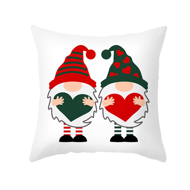 Valentine's Gnome Decorative Throw Pillow Cover with Buffalo Plaid Hat and Heart Garland