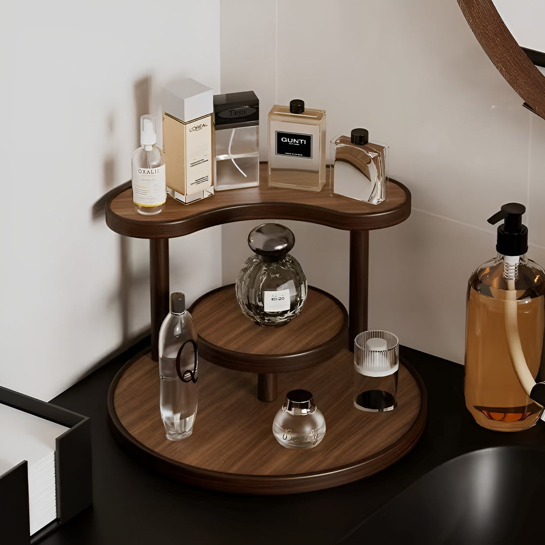 Rotating wooden makeup organizer - 3-tiered and staStornfielde | Practical storage for cosmetics | Stornfield