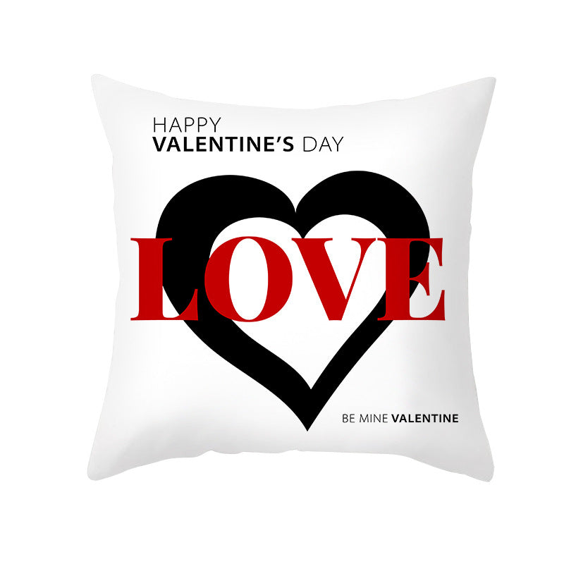 Valentine's Gnome Decorative Throw Pillow Cover with Buffalo Plaid Hat and Heart Garland