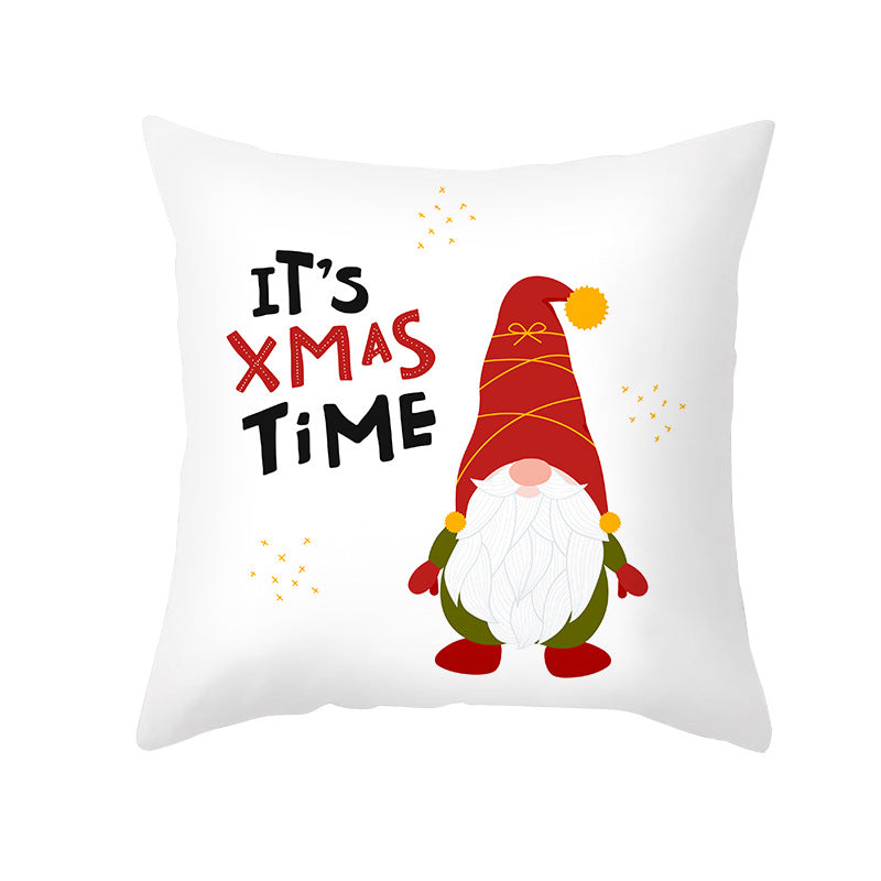 Valentine's Gnome Decorative Throw Pillow Cover with Buffalo Plaid Hat and Heart Garland