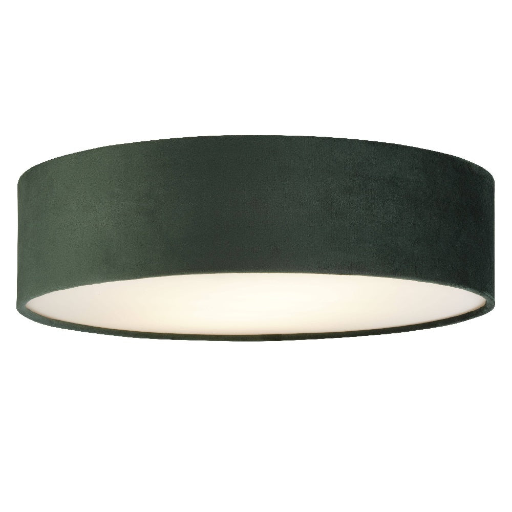 Stornfield | Vintage Round Green Velvet and Opal Lampshade 38cm