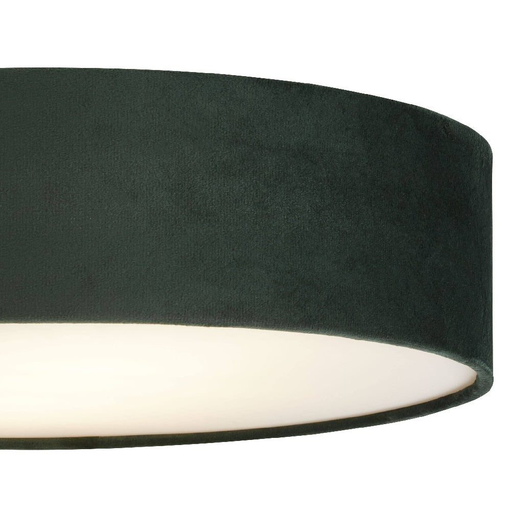Stornfield | Vintage Round Green Velvet and Opal Lampshade 38cm